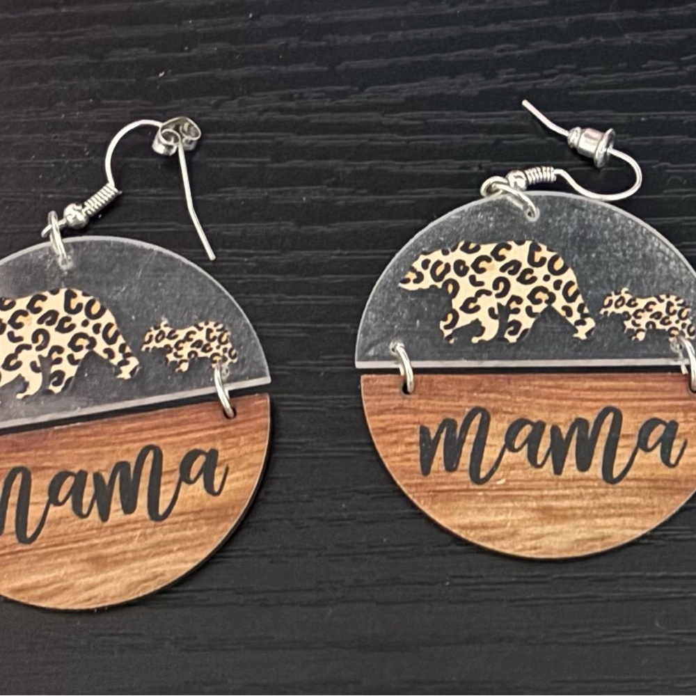 Leopard Print Mama Bear Earrings